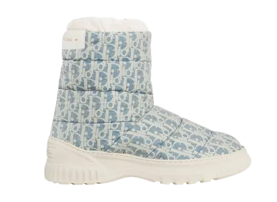 Dior Women's DiorAlps Dior Frost Short Boots Dior Oblique Quilting Nylon "Chambray Blue/Ecru White"