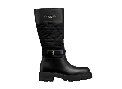Dior Women's D-Town Boots Cannage Embroidered Calfskin & Nylon "Black"