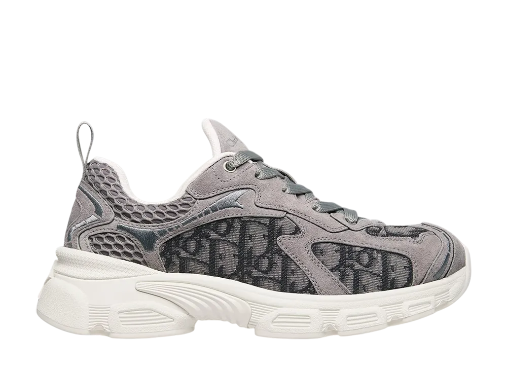 ディオール ウィメンズ ヴァイブ スニーカー ディオール オブリーク エンブロイダリー コットン・メッシュ・スエードカーフスキン "グレー"