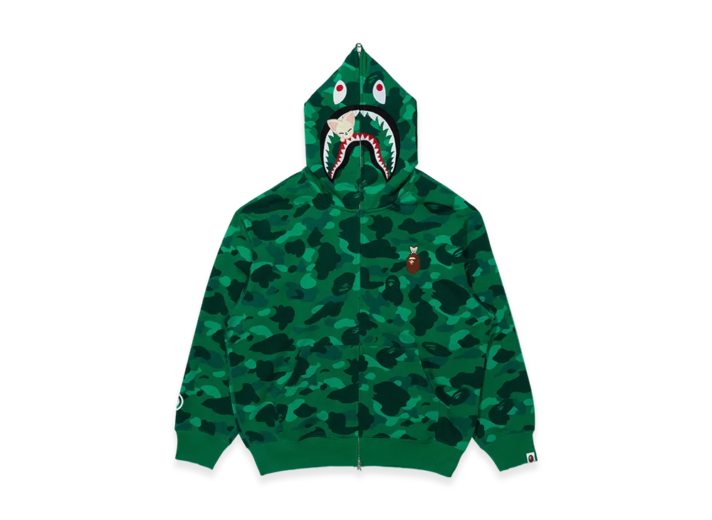 A BATHING APE x Stray Kids Shark Full Zip Hoodie IN "Green"
