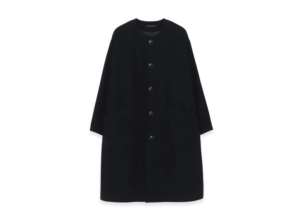 Y's Airy Mosser Collarless Coat "Black"