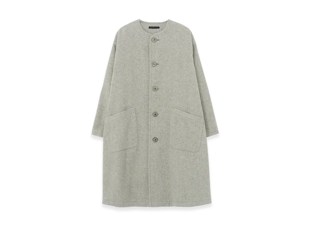 Y's Airy Mosser Collarless Coat "Light Grey"