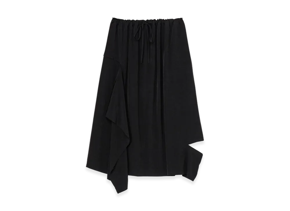 Y's Crepe De Chine Right Drape Skirt "Black"