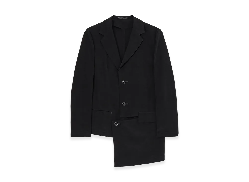 Y's Crepe De Chine Asymmetric Jacket "Black"