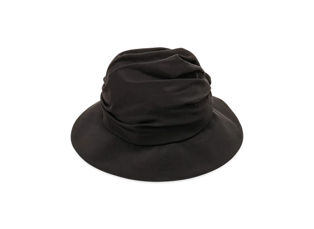Y's Crepe De Chine Drape Tucked Hat "Black"