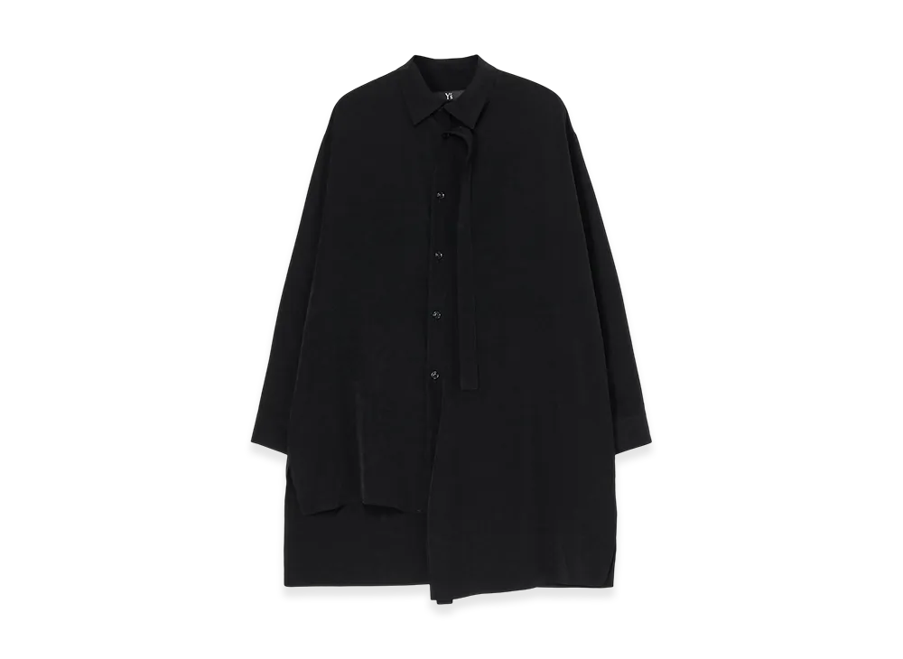 Y's Crepe De Chine Front Placket Blouse "Black"