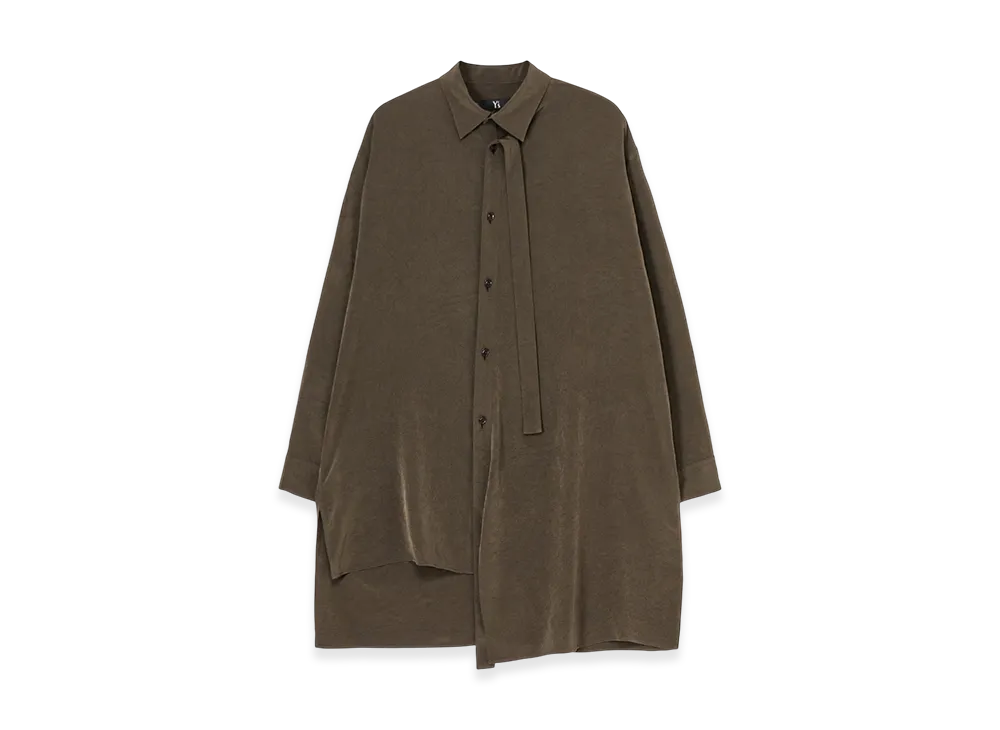 Y's Crepe De Chine Front Placket Blouse "Khaki"