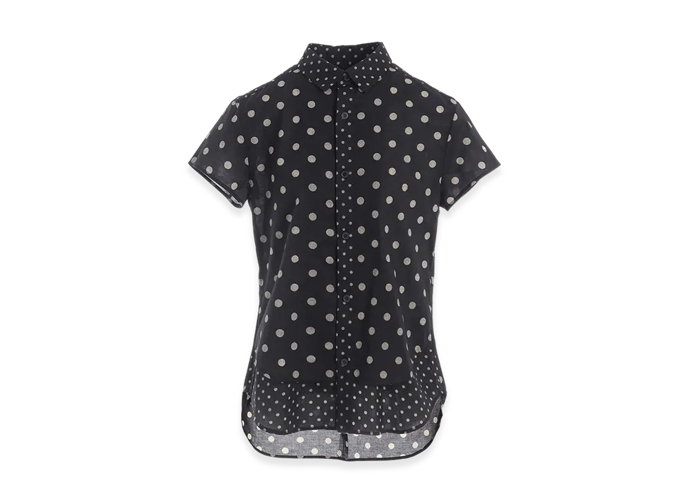 Y's 60/- Cotton Lawn Dot Print Half Sleeve Blouse "Black"