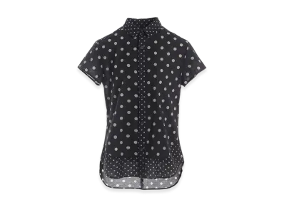 Y's 60/- Cotton Lawn Dot Print Half Sleeve Blouse "Black"