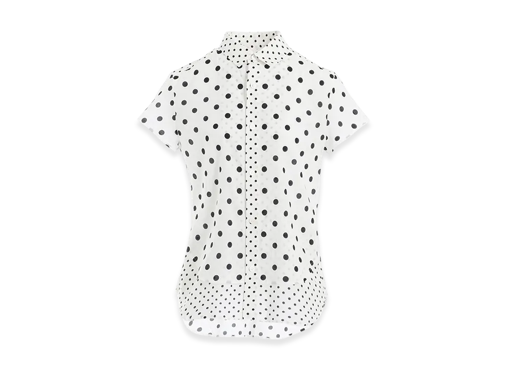 Y's 60/- Cotton Lawn Dot Print Half Sleeve Blouse "White"