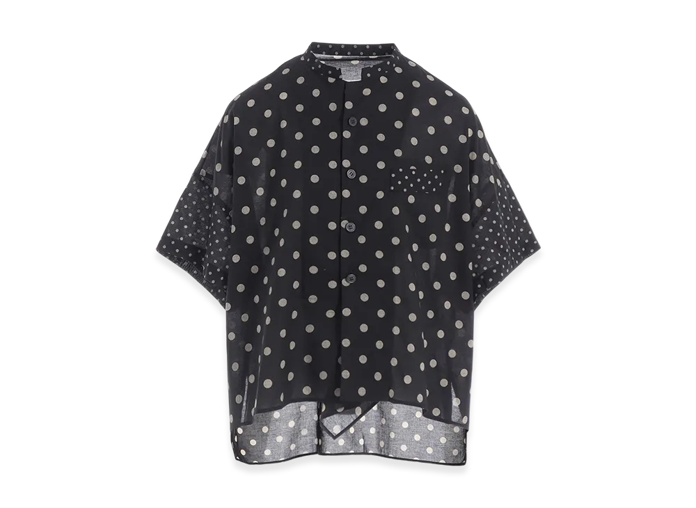 Y's 60/- Cotton Lawn Dot Print Box Blouse "Black"