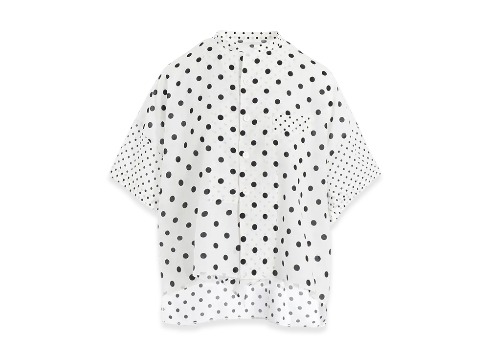Y's 60/- Cotton Lawn Dot Print Box Blouse "White"
