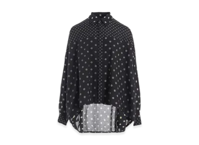 Y's 60/- Cotton Lawn Dot Print Long Sleeve Blouse "Black"