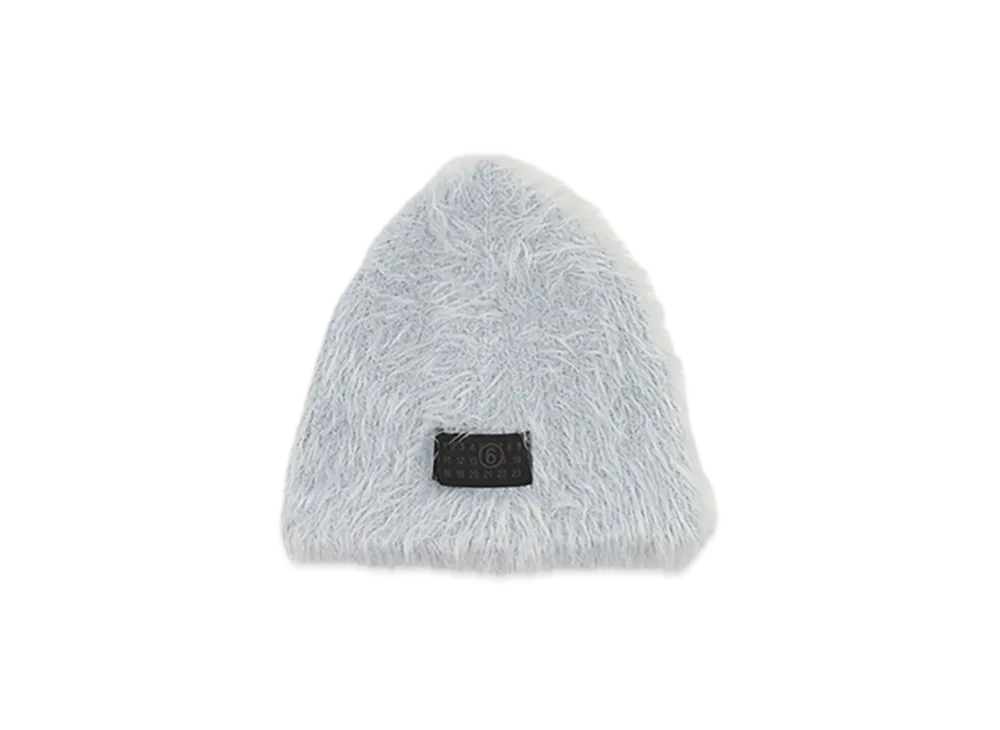 MM6 Maison Margiela Numeric Faux Fur Beanie "Light Grey"