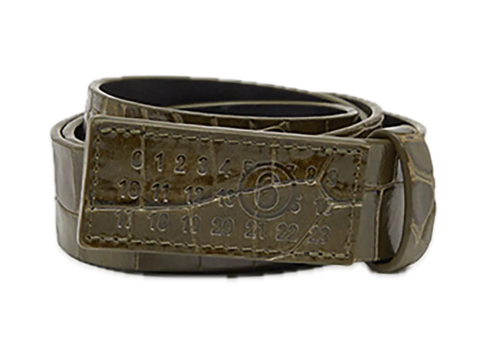 MM6 Maison Margiela Croco Print Belt "Olive"