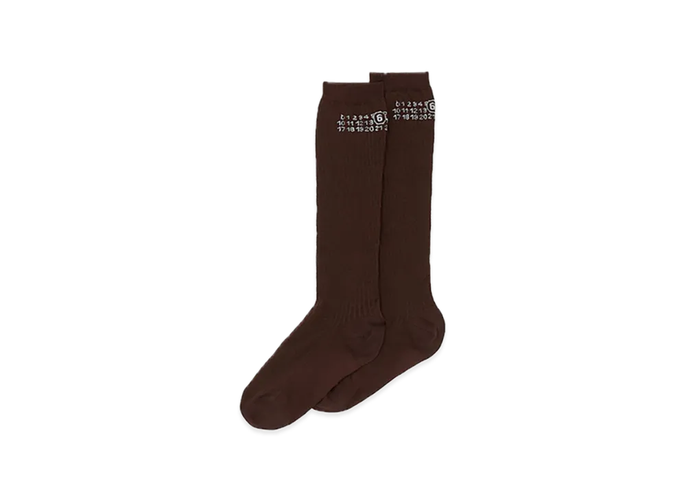 MM6 Maison Margiela Numeric Rib Socks "Coffee Brown"
