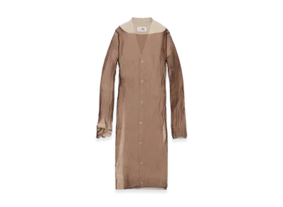 MM6 Maison Margiela Rib Midi Dress with Overlay "Beige/Brown"
