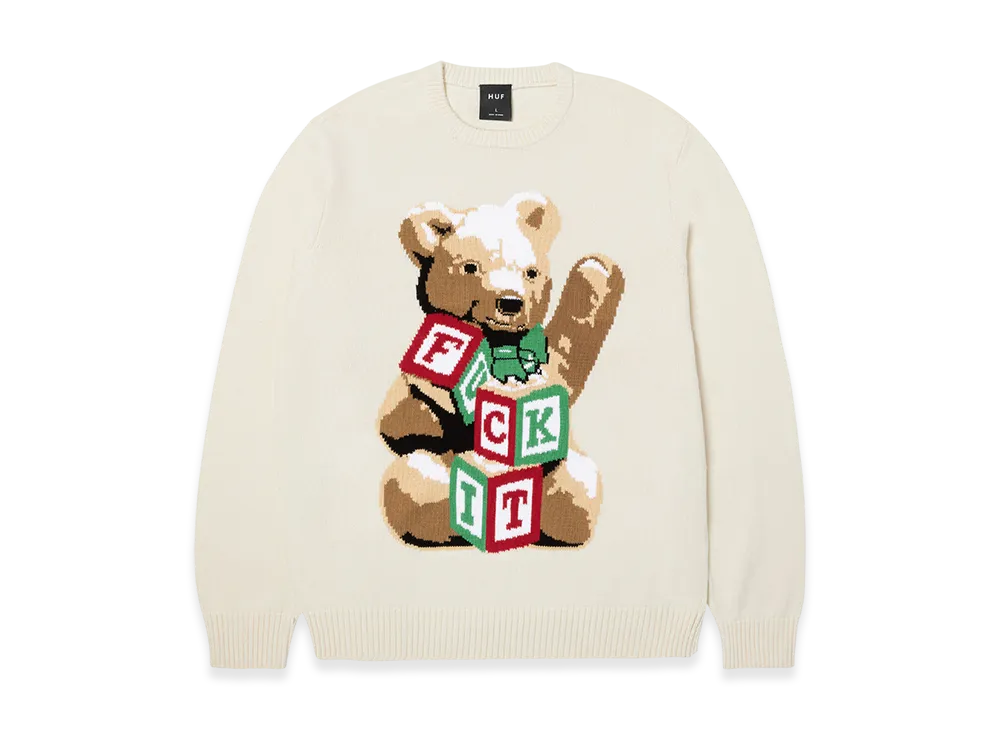 HUF WINTER 25 Gift Bear Intarsia Sweater "Linen"