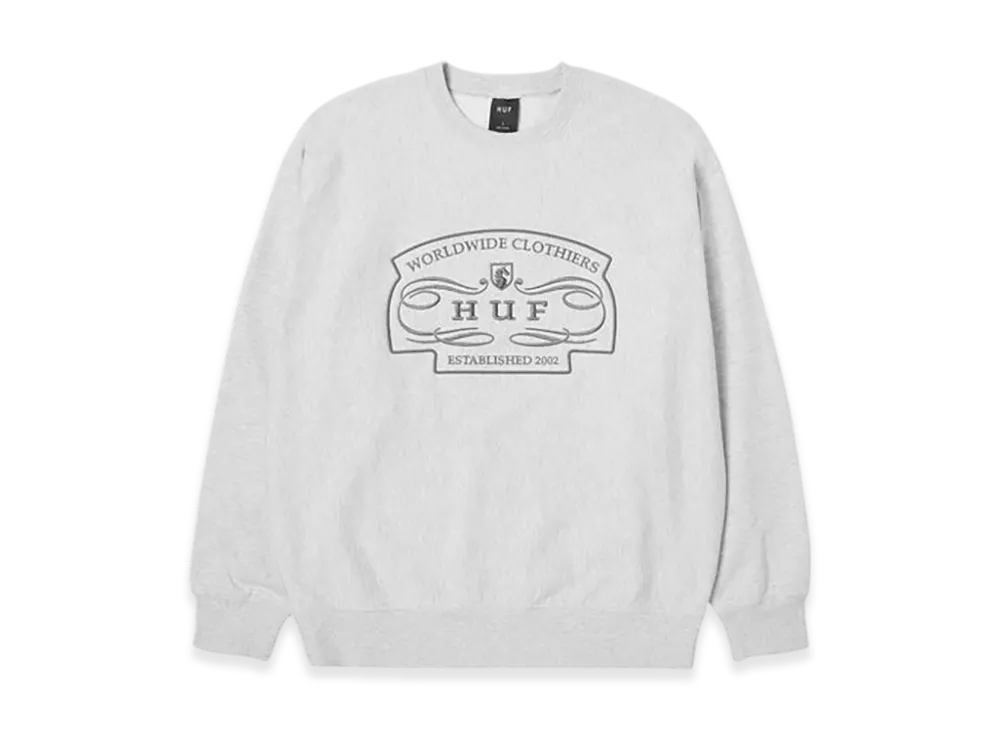 HUF WINTER 25 Worldwide Clothiers Crewneck "Heather Grey"