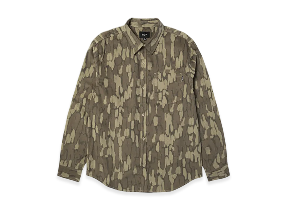 HUF WINTER 25 Warped Camo Corduroy Shirt "Muted Camo"