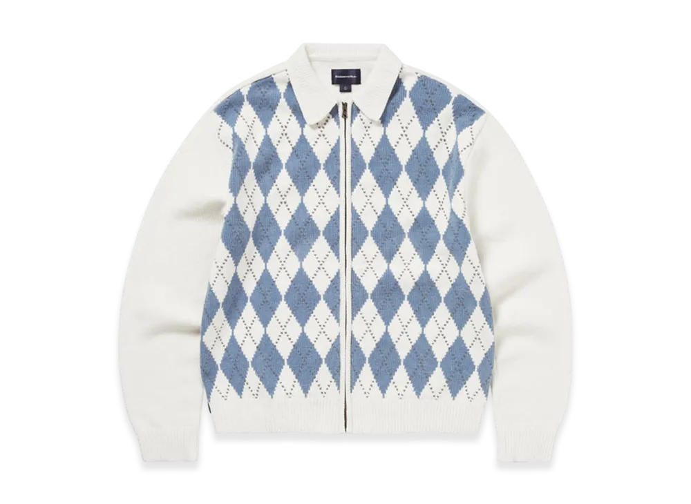 thisisneverthat Argyle Zip Knit Cardigan "White"