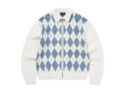 thisisneverthat Argyle Zip Knit Cardigan "White"