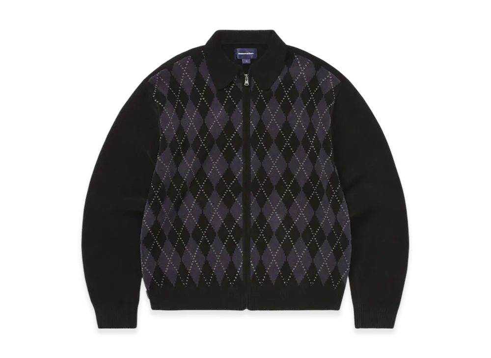thisisneverthat Argyle Zip Knit Cardigan "Black"