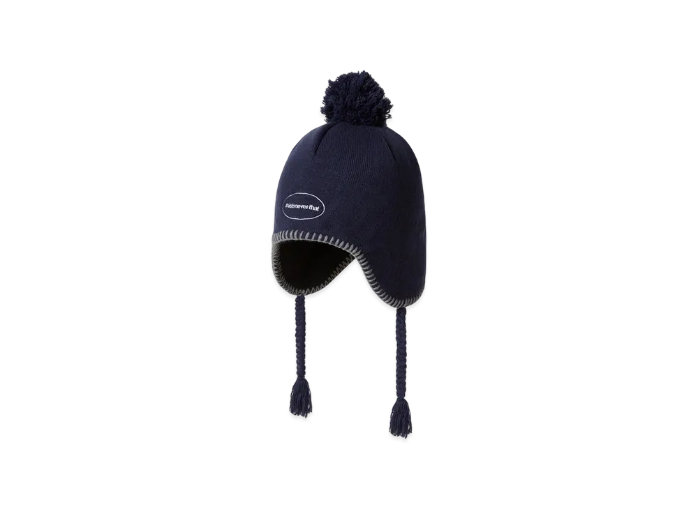 thisisneverthat Pom Earflap Beanie "Navy"