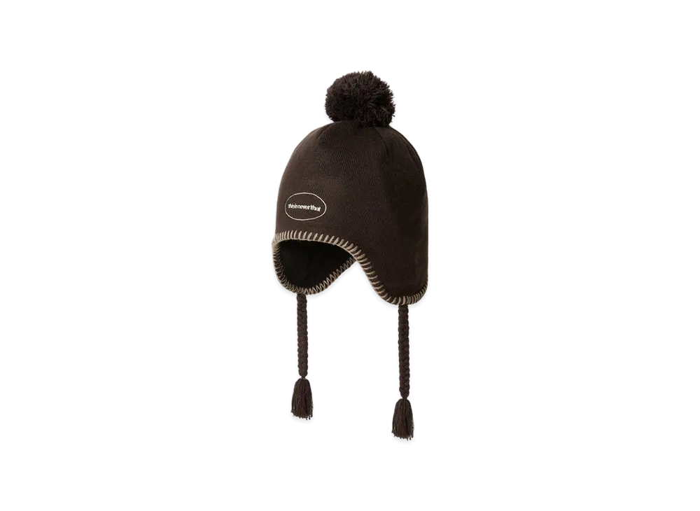 thisisneverthat Pom Earflap Beanie "Brown"