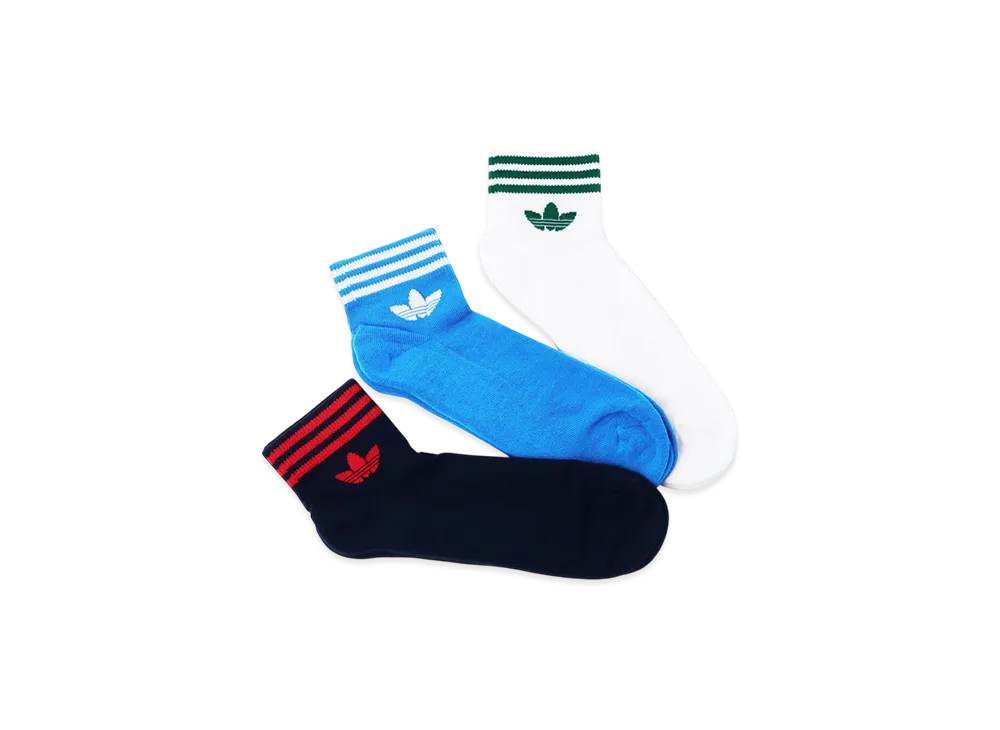 アディダス トレフォイル アンクル ハーフクッション ソックス 3パック "マルチカラー"
