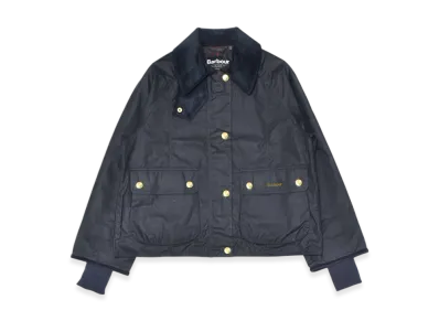 Barbour Cropped Bead Flannel Wax Jacket "Navy/Classic"