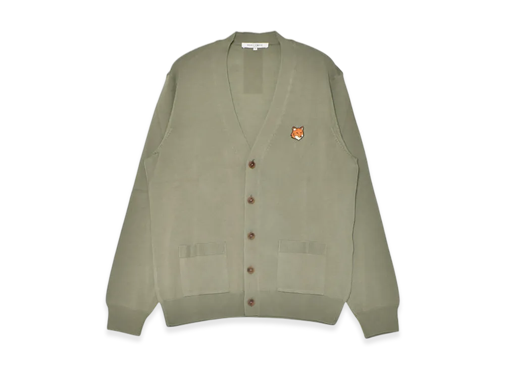 Maison Kitsune Foxhead Merino Regular Cardigan "Laurel Green"