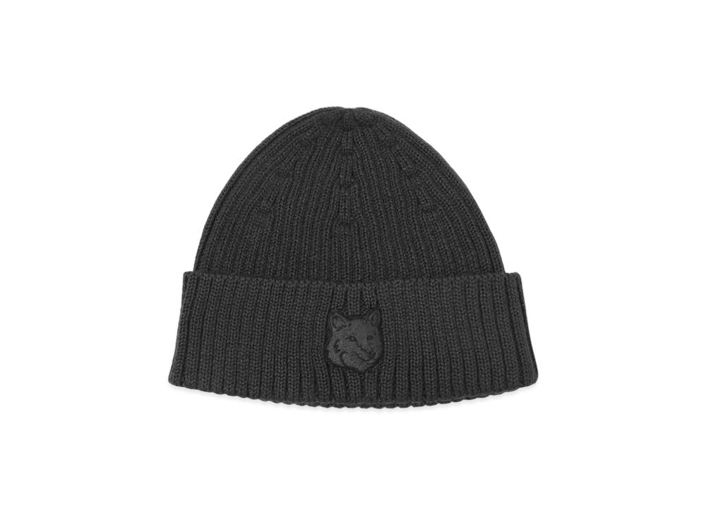 Maison Kitsune Bold Fox Head Beanie "Charcoal"
