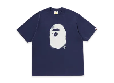 A BATHING APE Spray Print Ape Head Relaxed Fit Tee #2 "Navy"