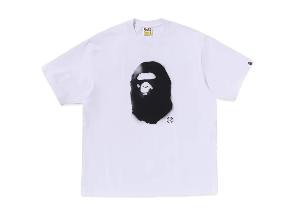 A BATHING APE Spray Print Ape Head Relaxed Fit Tee #2 "White"