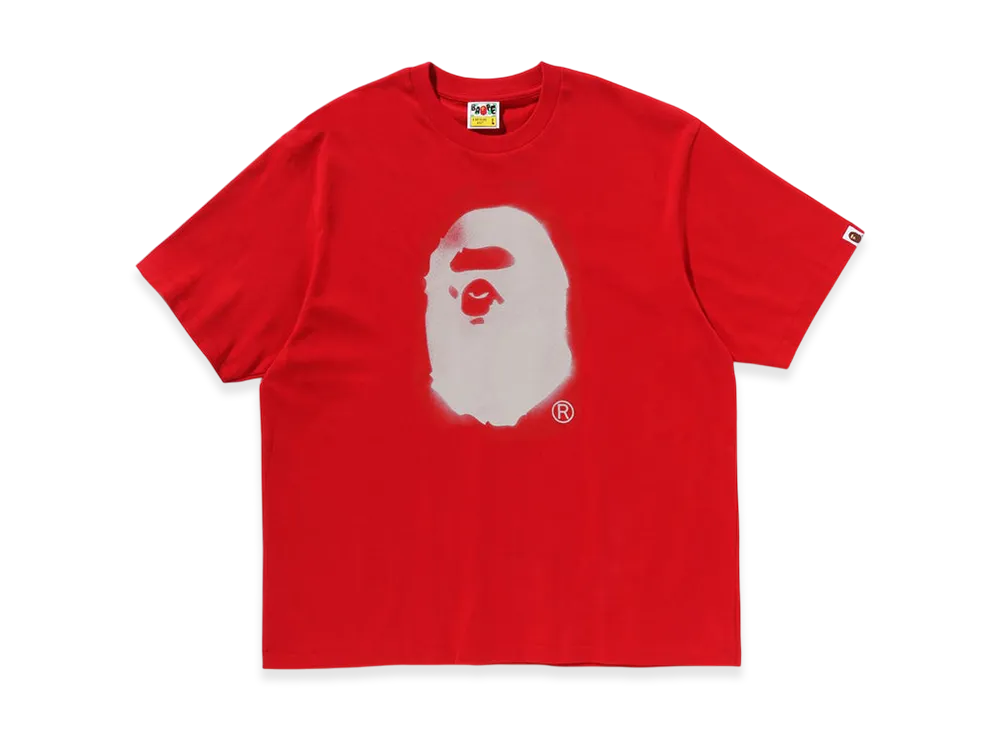 A BATHING APE Spray Print Ape Head Relaxed Fit Tee #2 "Red"