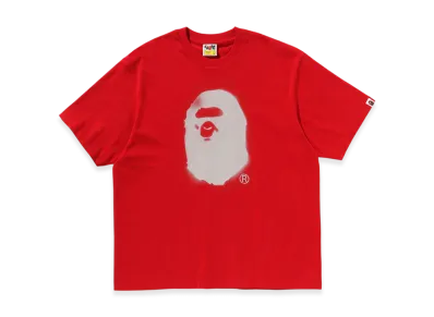 A BATHING APE Spray Print Ape Head Relaxed Fit Tee #2 "Red"
