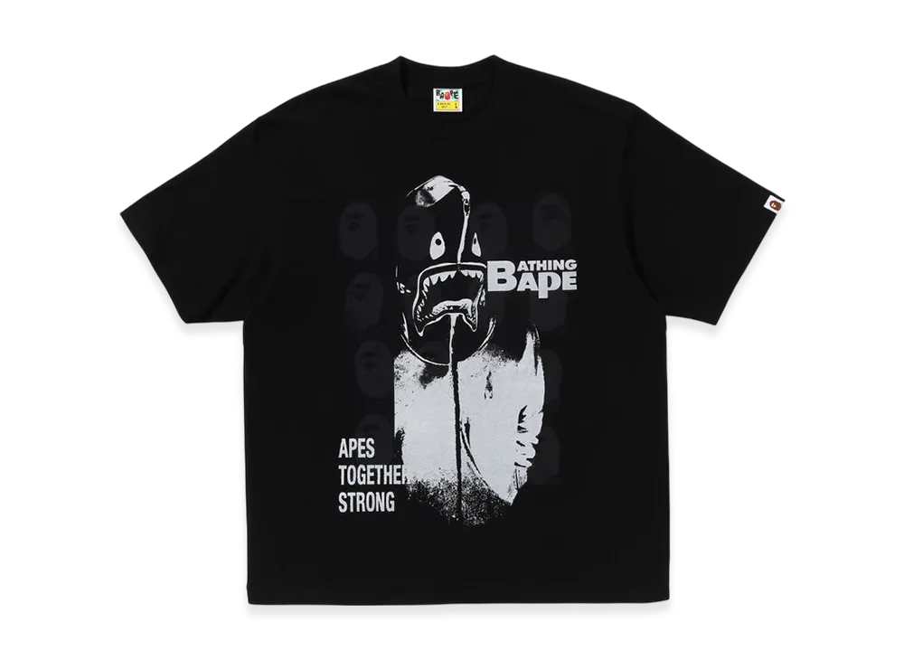 A BATHING APE Spray Print Multi Logo Relaxed Fit Tee "Black"