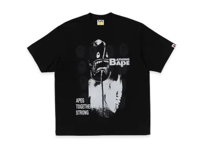 A BATHING APE Spray Print Multi Logo Relaxed Fit Tee "Black"