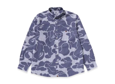A BATHING APE Stripe Camo Relaxed Fit Shirt "Navy"