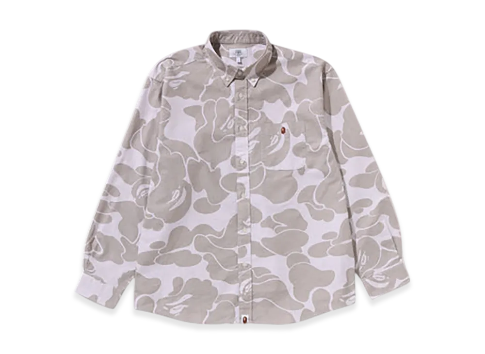 A BATHING APE Stripe Camo Relaxed Fit Shirt "Beige"
