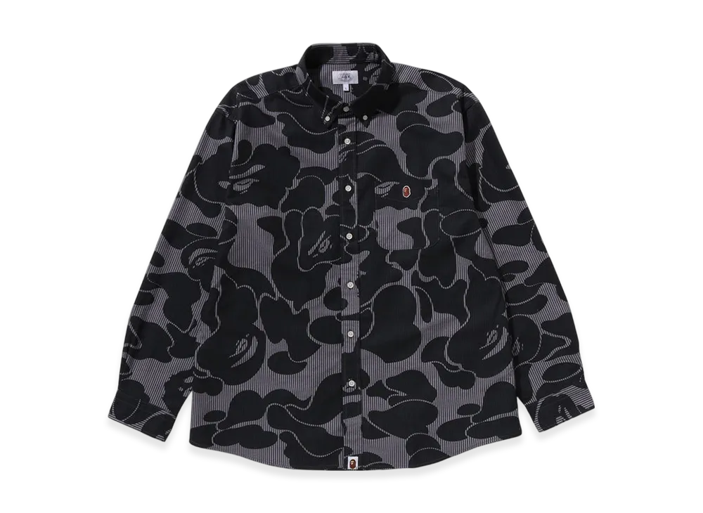 A BATHING APE Stripe Camo Relaxed Fit Shirt "Black"
