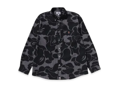 A BATHING APE Stripe Camo Relaxed Fit Shirt "Black"