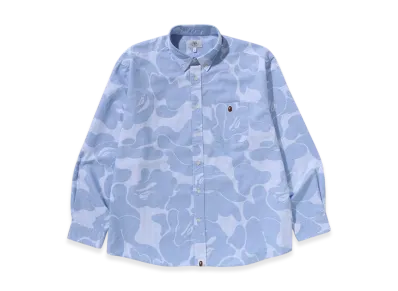 A BATHING APE Stripe Camo Relaxed Fit Shirt "Sax"
