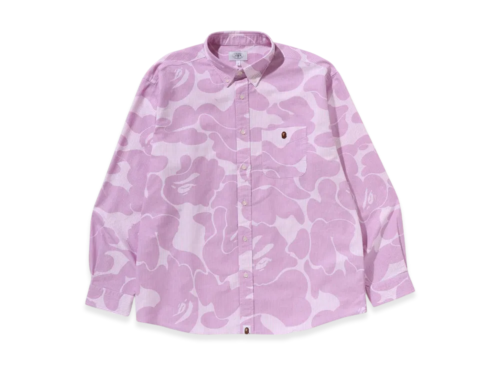 A BATHING APE Stripe Camo Relaxed Fit Shirt "Pink"