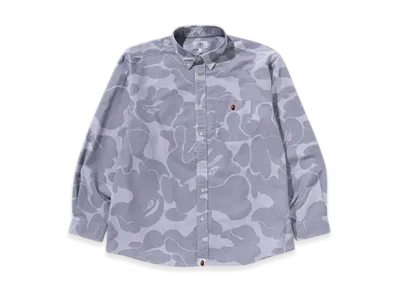 A BATHING APE Stripe Camo Relaxed Fit Shirt "Gray"
