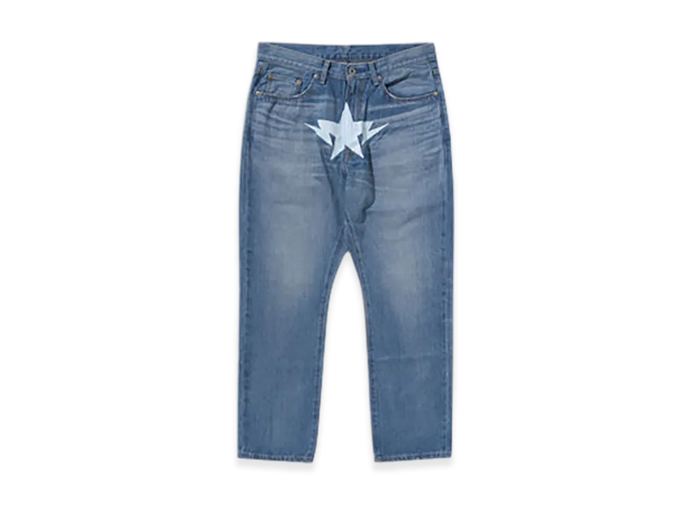 A BATHING APE Twin STA Relaxed Fit 13 Oz Denim Pants "Light Indigo"