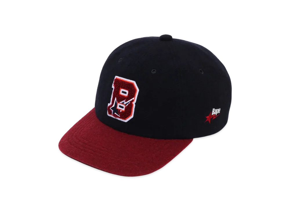 A BATHING APE Varsity Logo Wool Cap "Navy"