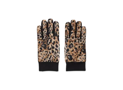 A BATHING APE Wild Leopard Pattern Gloves "Beige"