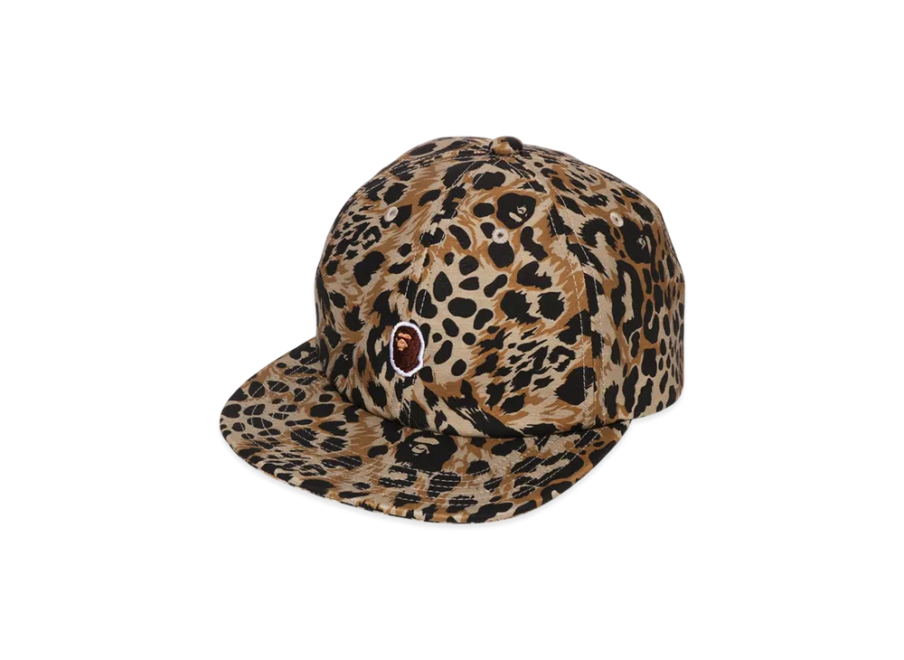 A BATHING APE Wild Leopard Pattern One Point Cap "Beige"